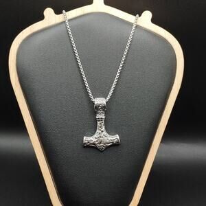 Stainless Steel Thors Hammer Necklace Viking Norse Mythology Birthday Gift NEW!